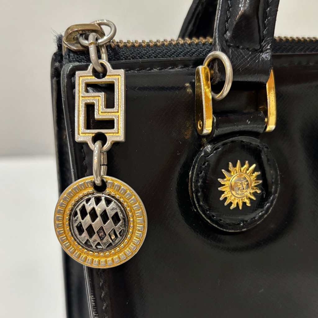Vintage Gianni Versace Medusa Top Handle Satchel Black Gold Hardware 1990s Italy